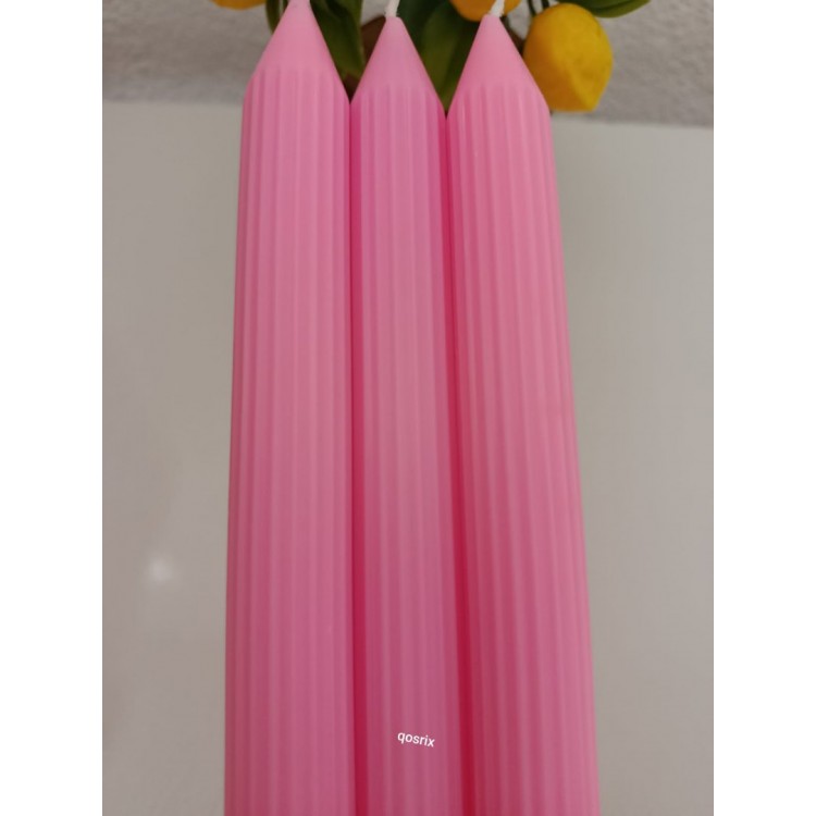 qosrix 3'lü Pudra Pembe Şamdan Soya Mumu