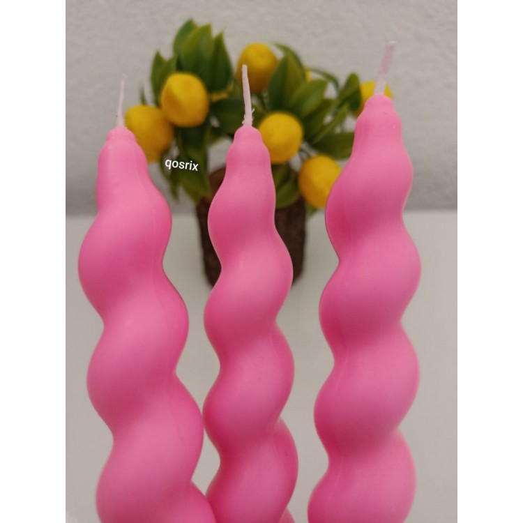 3'lü Pudra Pembe Italyan Burgulu Şamdan Soya Mumu 3'lü Pudra Pembe Italyan Burgulu Şamdan Soya Mumu