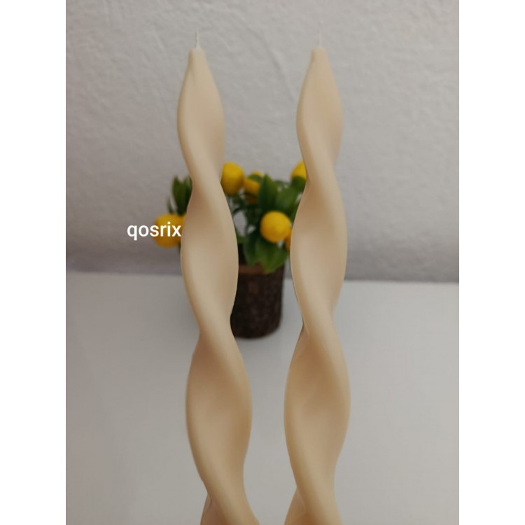 2'li Krem Burgulu Şamdan Soya Mumu Doğal Kokulu 2'li Krem Burgulu Şamdan Soya Mumu Doğal Kokulu
