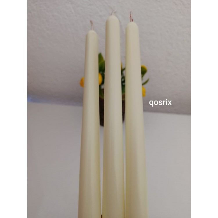 qosrix 3'lü Açık Krem Şamdan Soya Mumu