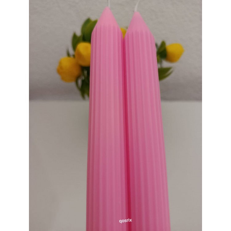 qosrix 2'li Pudra Pembe Şamdan Mumu qosrix 2'li Pudra Pembe Şamdan Mumu