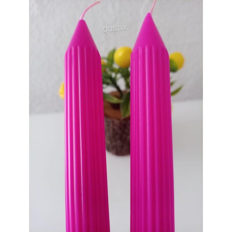 2'li Pembe Fuşya Şamdan Mumu