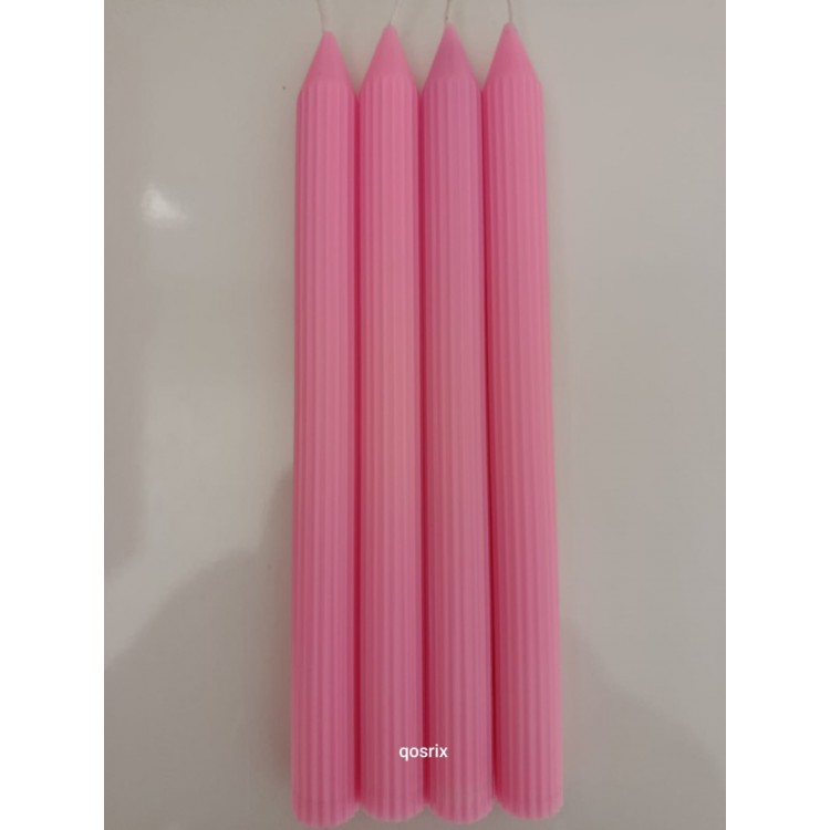 qosrix 4'lü Pudra Pembe Şamdan Soya Mum