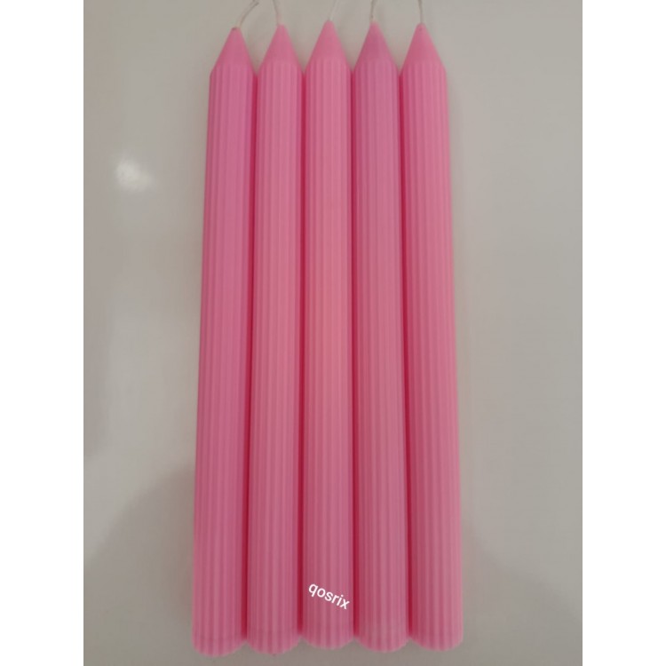 5'li Pudra Pembe Şamdan Soya Mumu 1. Kalite Soya Doğal
