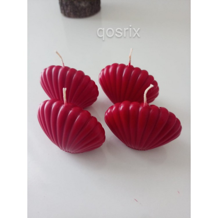 qosrix 4'lü Kırmızı Mini Istiridye Deniz Kabuğu 1. Kalite Soya Doğal 