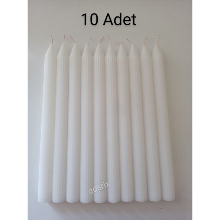 10'lu Beyaz Şamdan Soya Mumu 1. Kalite Soya