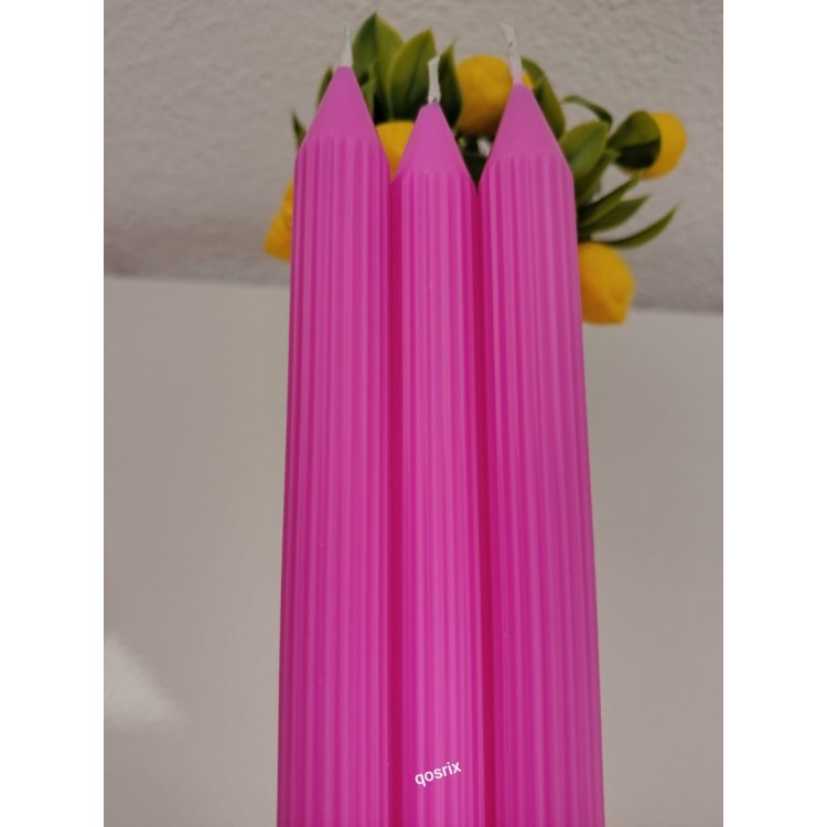 3'lü Açık Pembe Şamdan Soya Mumu 1. Kalite Doğal