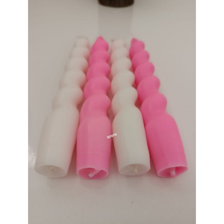 4'lü Beyaz Pudra Pembe Italyan Burgulu Şamdan Soya Mumu 4'lü Beyaz Pudra Pembe Italyan Burgulu Şamdan Soya Mumu