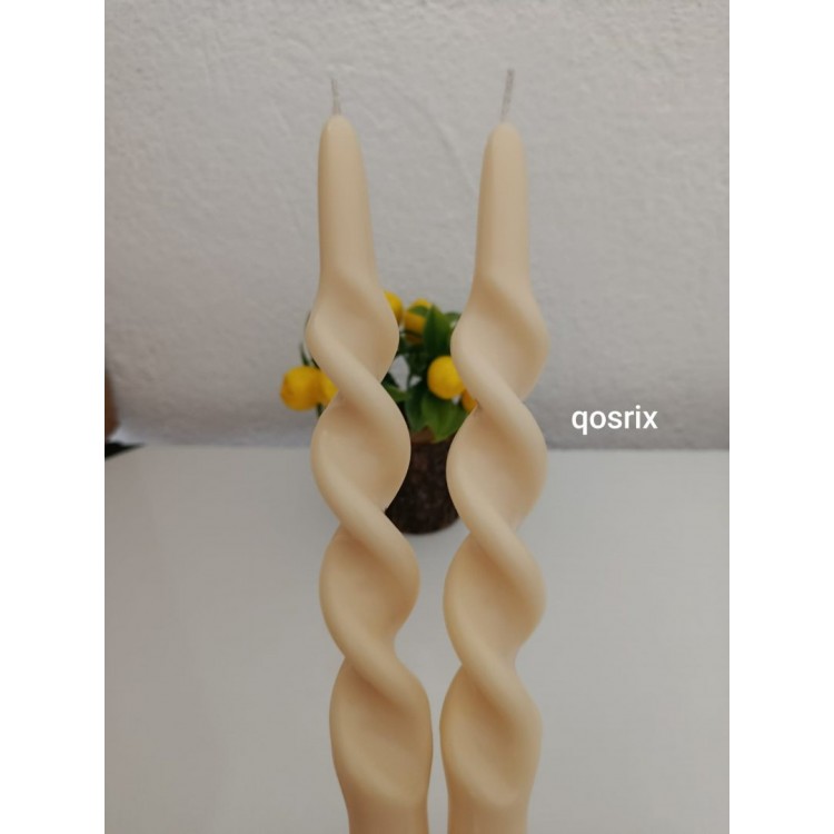 qosrix 2'li Krem Burgulu Şamdan Soya Mumu qosrix 2'li Krem Burgulu Şamdan Soya Mumu