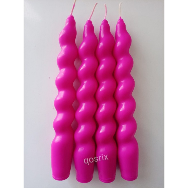 qosrix 4'lü Pembe Fuşya İtalyan Burgulu Şamdan Mumu