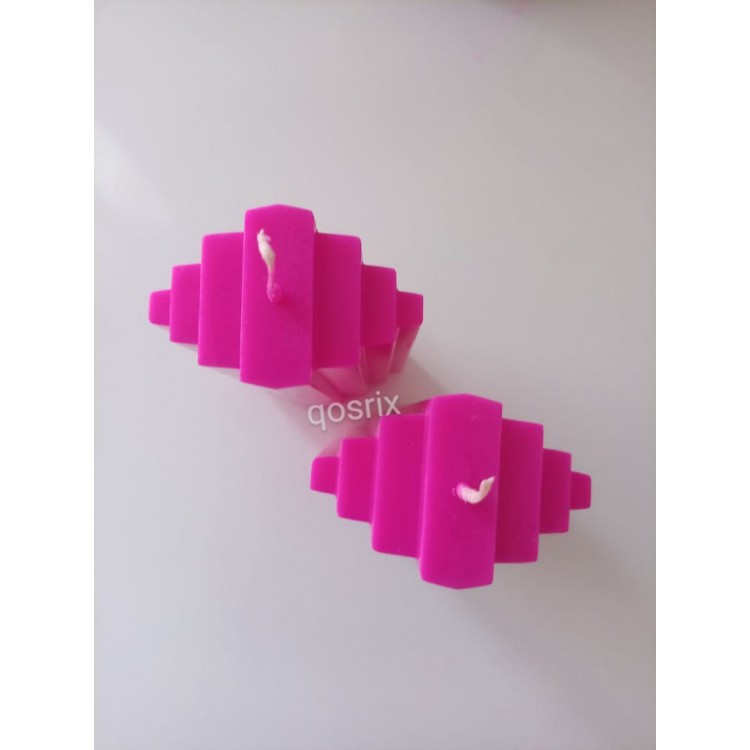 2'li Pembe Fuşya Doğal Kokulu Sütun Geometrik şekil Kule Mum 2'li Pembe Fuşya Doğal Kokulu Sütun Geometrik şekil Kule Mum