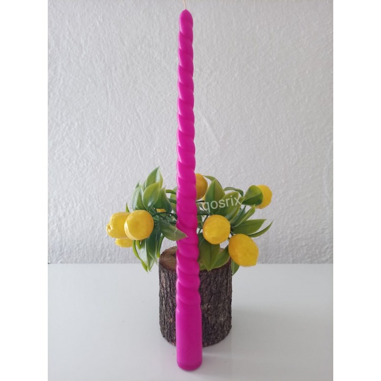 Pembe Fuşya Burgulu Şamdan Mumu