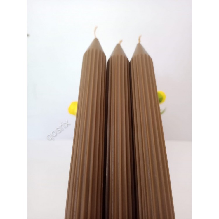 qosrix 3'lü Kahverengi Şamdan Mumu