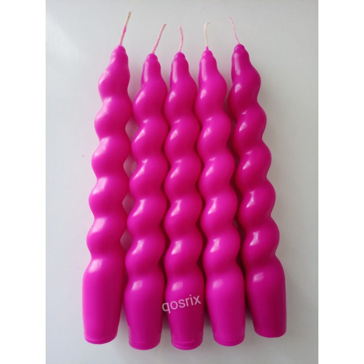 5'li Pembe Fuşya İtalyan Burgulu Şamdan Mumu