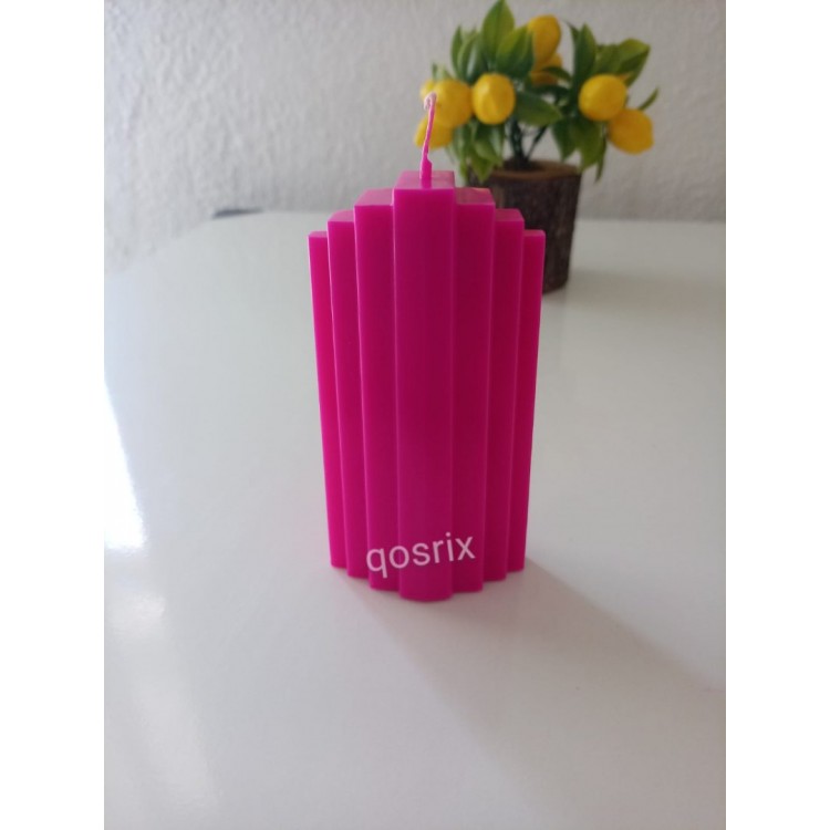 Pembe Fuşya Doğal Kokulu Sütun Geometrik şekil Kule Mum
