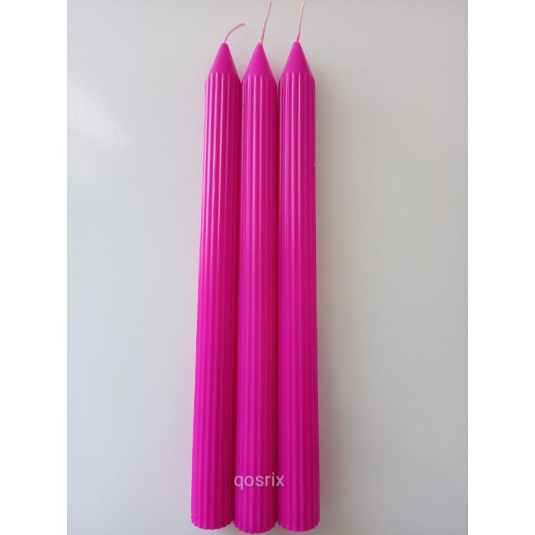 3'lü Pembe Fuşya Şamdan Mumu 3'lü Pembe Fuşya Şamdan Mumu