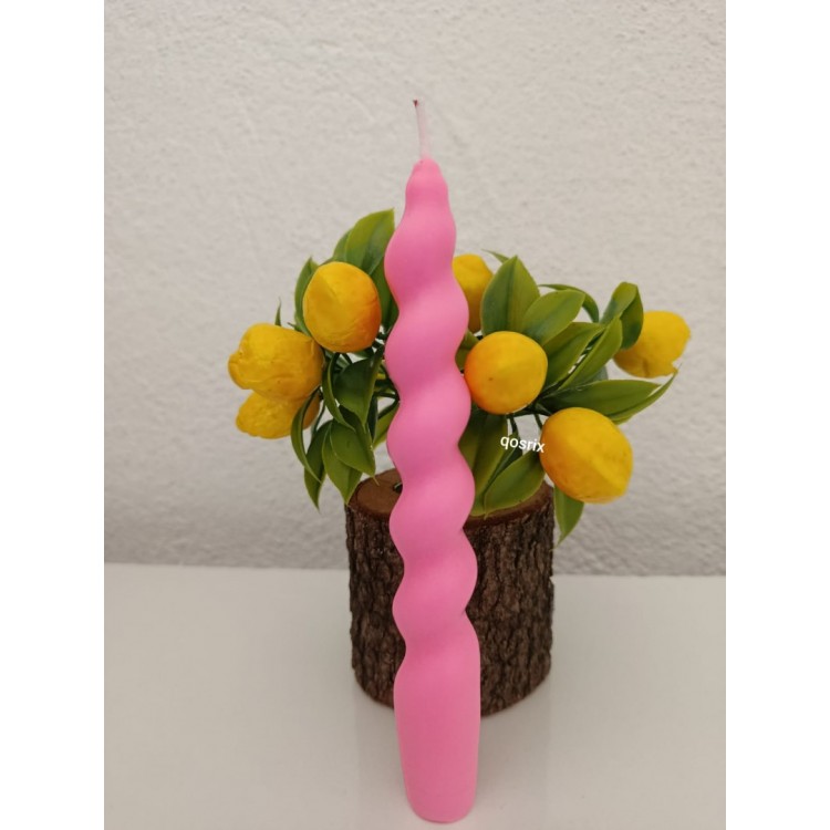 Pudra Pembe Italyan Burgulu Şamdan Soya Mumu